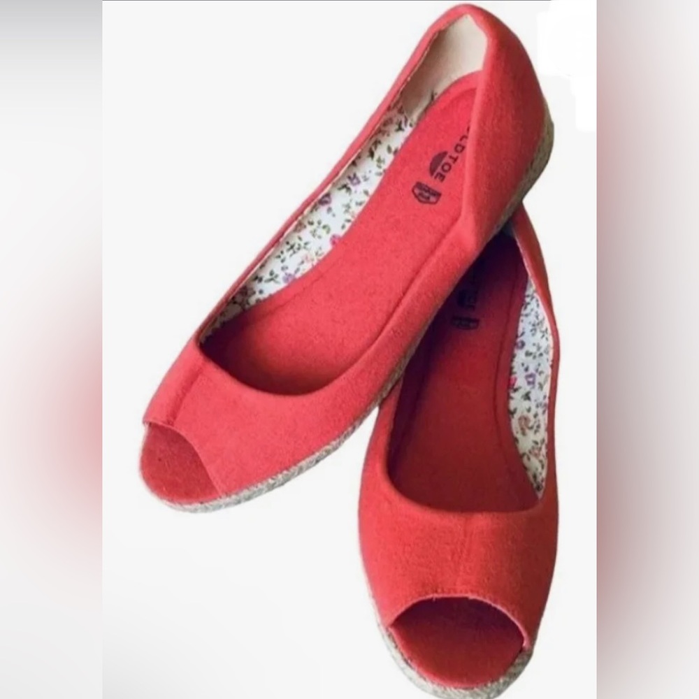 Womens GoldToe Espadrille Peeptoe Wedges | 7
